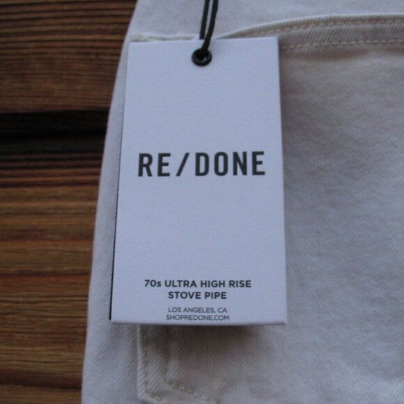 NWT  RE/DONE 70s High Rise Stove Pipe frayed straight-leg jeans - Picture 10 of 13